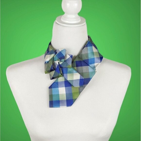 Ogsplosh Accessories - Ogsplosh Blue And Green Checked Ascot Scarf NEW